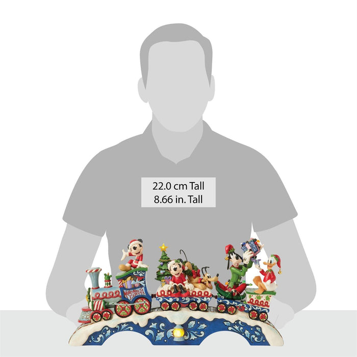 Decorative train with cartoon characters on a white background