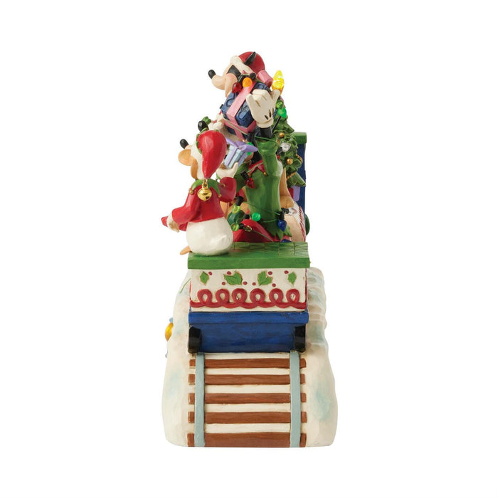 Decorative train with cartoon characters on a white background