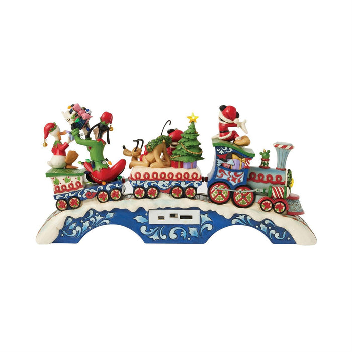 Decorative train with cartoon characters on a white background
