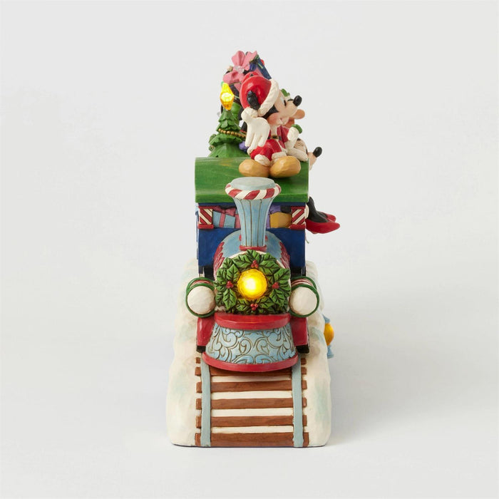 Decorative train with cartoon characters on a white background