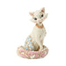 Cat figurine with decorative base on a white background