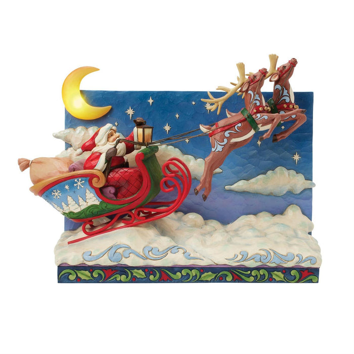 Santa Sleigh with Reindeer LED by Jim Shore