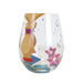 Decorative wine glass with a cartoon character design on a white background