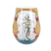 Decorative glass with artistic design of a figure on a white background