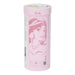 Pink cylindrical container with a character design on a white background