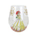 Wine glass with Belle from Disney on a white background