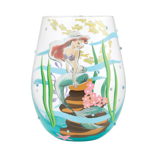 Wine glass with a mermaid design on a white background