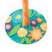 Colorful flower-patterned stand with a candle on a white background