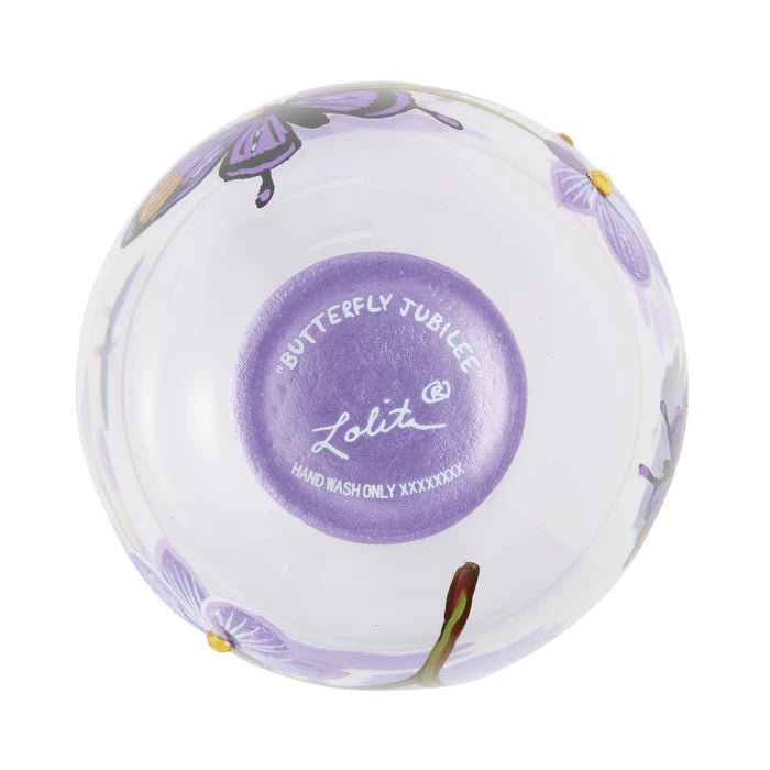 Decorative ball with butterfly design and 'Butterfly Jubilee' branding on a white background