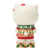 A Hello Kitty collectible figurine shown from the back, wearing a festive Christmas sweater and standing on a decorated base against a plain white background.