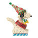 Snoopy figurine with a Christmas hat and scarf on a white background