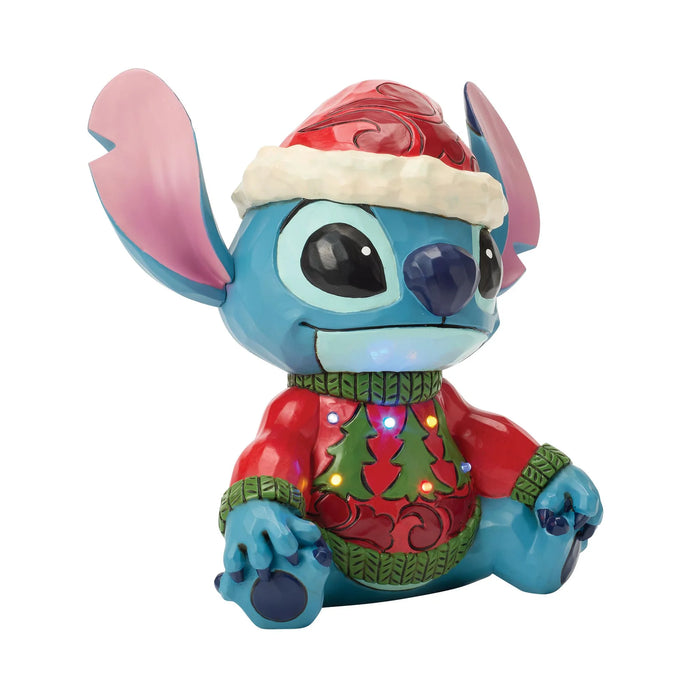 Animated character figurine wearing a Christmas sweater and hat on a white background