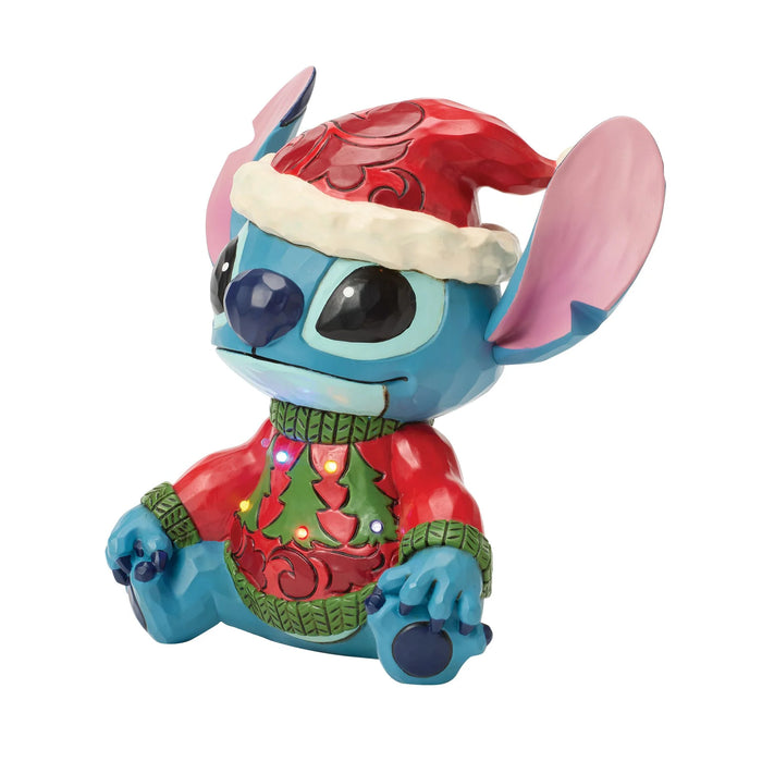 Animated character figurine wearing a Santa hat and Christmas sweater on a white background