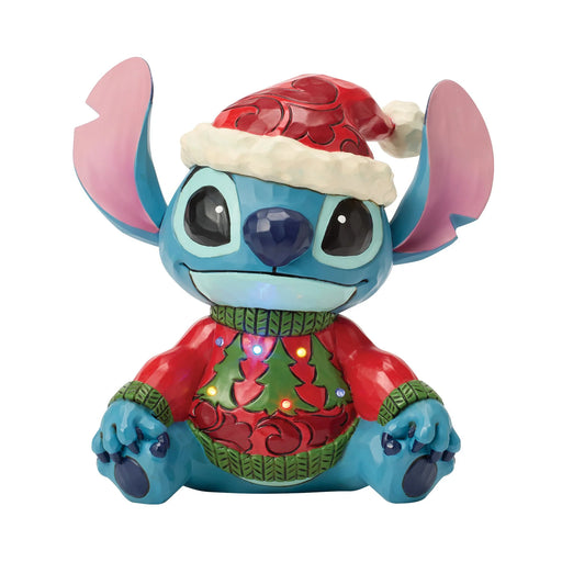 Animated character wearing a Christmas sweater and Santa hat on a white background