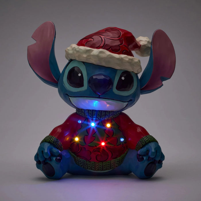 Animated character wearing a Santa hat with LED lights on a gray background