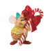 Animated character figurine holding a candy cane with a red bow on a white background