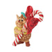 Animated character holding a large candy cane on a white background