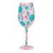 Wine glass with floral pattern on a white background