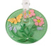 Decorative glass plate with floral and butterfly design on a white background