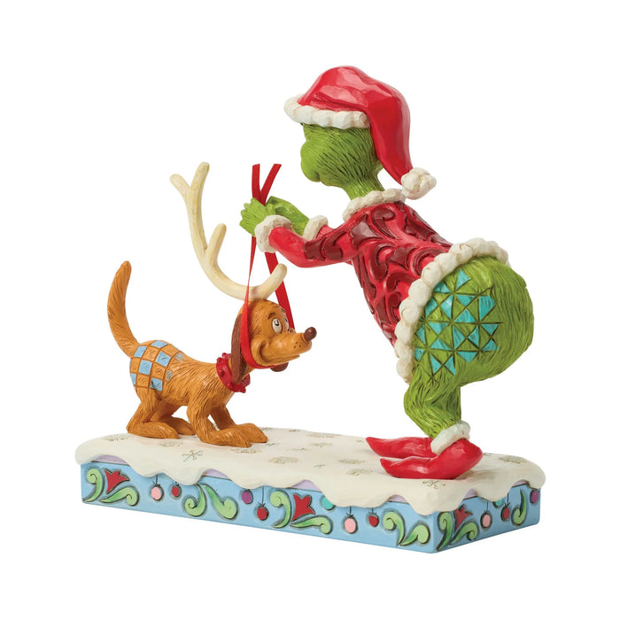 Grinch Tying Antlers Max by Jim Shore