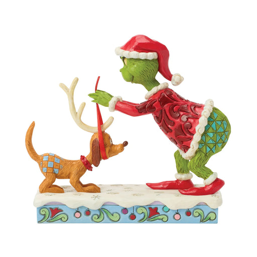 Grinch Tying Antlers Max by Jim Shore