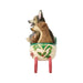 Decorative figurine of a sleigh with dogs inside with the phrase 'Santa's Rescue Sleigh' on a white background