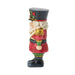 Mini festive Santa nutcracker figurine on a white background