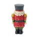 Mini festive Santa nutcracker figurine on a white background