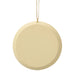 Round beige ornament hanging on a white background