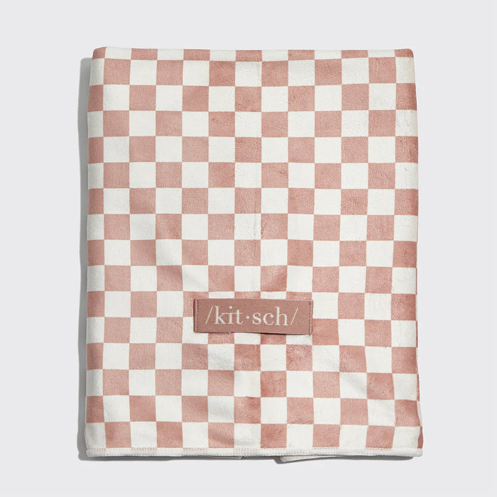 Terracotta Checker XL Hair Towel Wrap
