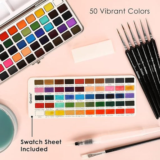 50 Color Watercolor Paint Set