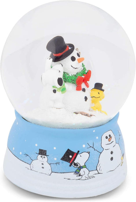 Snoopy and Woodstock with Snowman Musical Snowdome