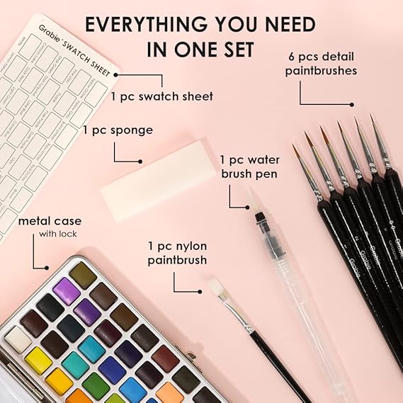 50 Color Watercolor Paint Set