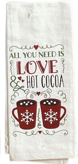 Hot Chocolate Season Merry Christmas Tea Dish Towel - Winter Tea