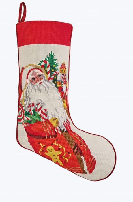 Jolly Christmas Santa Hooked Stocking