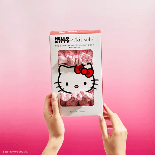 Hello Kitty x Kitsch Pink Hello Kitty Faces XL Heatless Curling Set