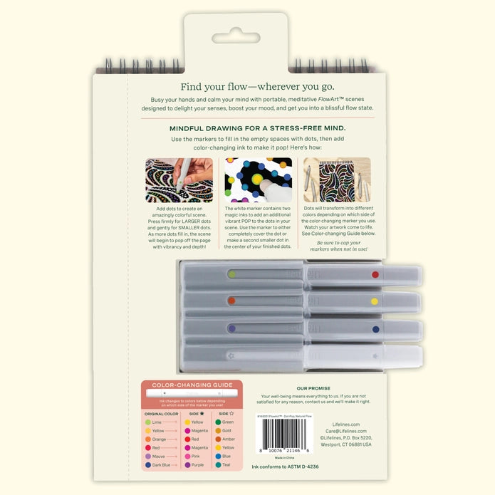 Packaging of a set with markers and a notebook on a white background