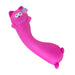 Pink cat-shaped toy with a visible brand logo on a white background