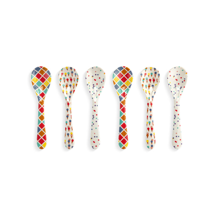 Confetti Family Melamine Ice Cream Bowls with 6 Spoons