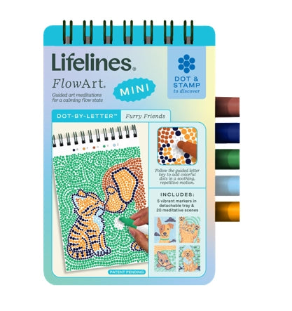 Lifelines FlowArt Mini Dot & Stamp set packaging with tiger illustration on a white background