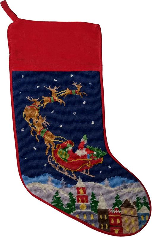 Santa and Reindeer Hooked Stocking