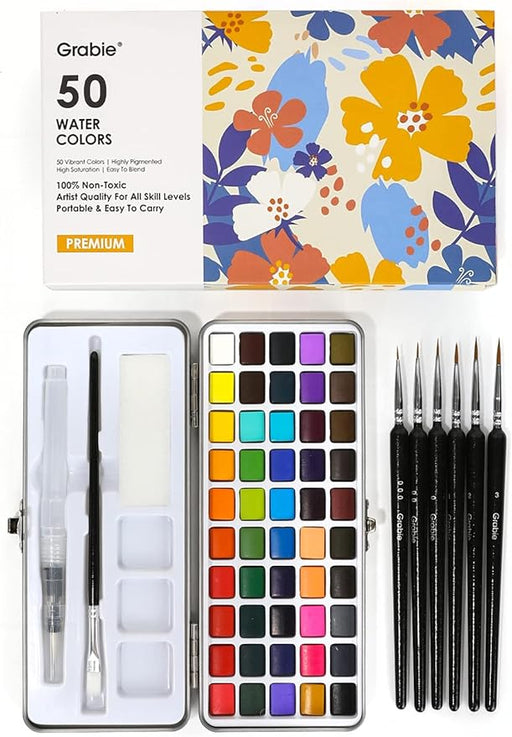 50 Color Watercolor Paint Set
