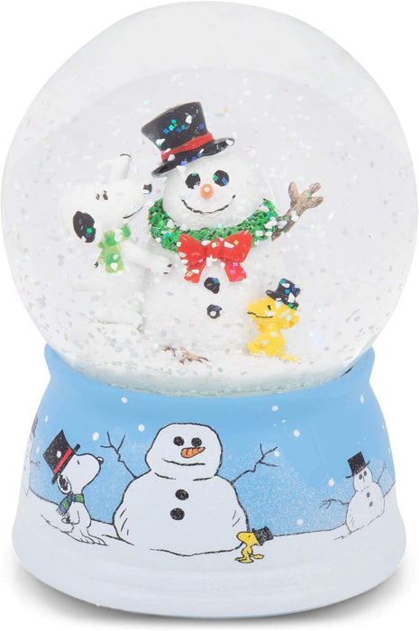 Snoopy and Woodstock with Snowman Musical Snowdome