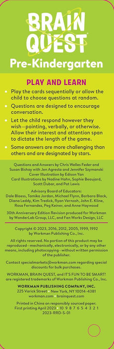 Brain Quest Pre-Kindergarten Smart Cards Revised 5th Edition