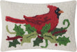 Holly Cardinal Hooked Wool Pillow