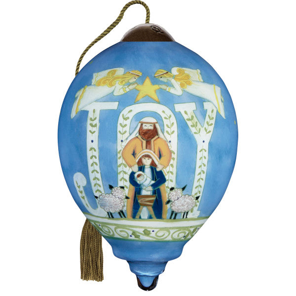 Joy To The World Deb Strain Hand Painted Blown Glass Ornament