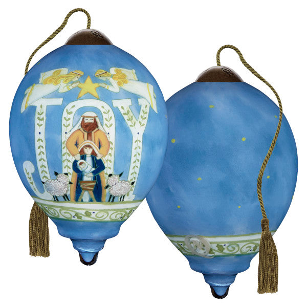 Joy To The World Deb Strain Hand Painted Blown Glass Ornament