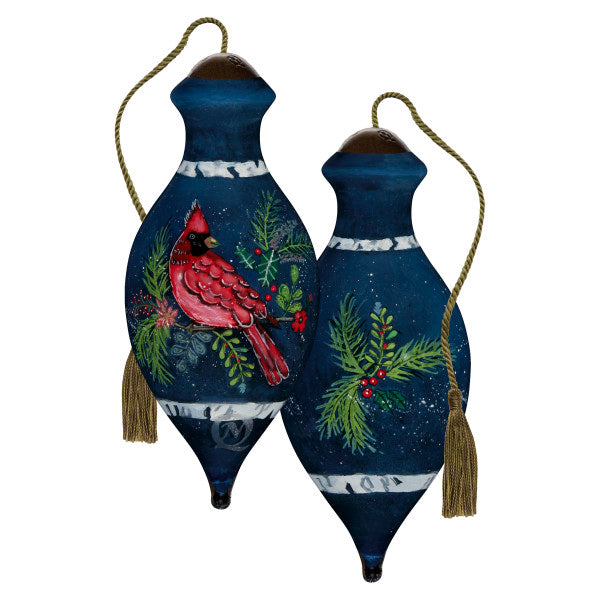 Birch Cardinal Julie Oldham Hand-Painted Blown Glass Ornament