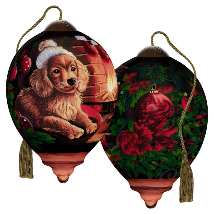 Furry And Bright Claudia McKinney Hand- Painted Blown Glass Ornament