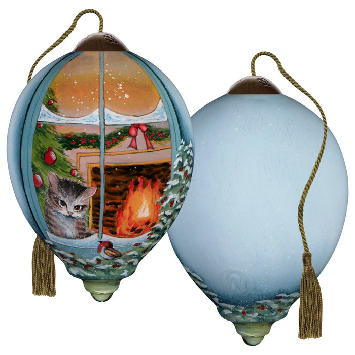 A Christmas Visitor Hazel Lincoln Hand- Painted Blown Glass Ornament
